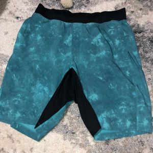 Men LULULEMON Turquoise Blue Tye Dye Shorts